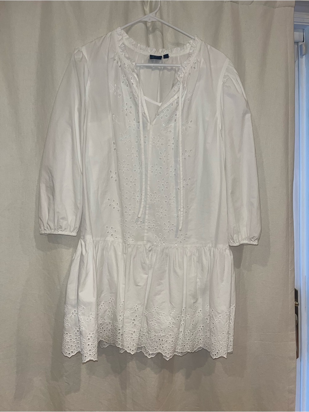 GAP White Eyelet Mini Dress with Tie Front